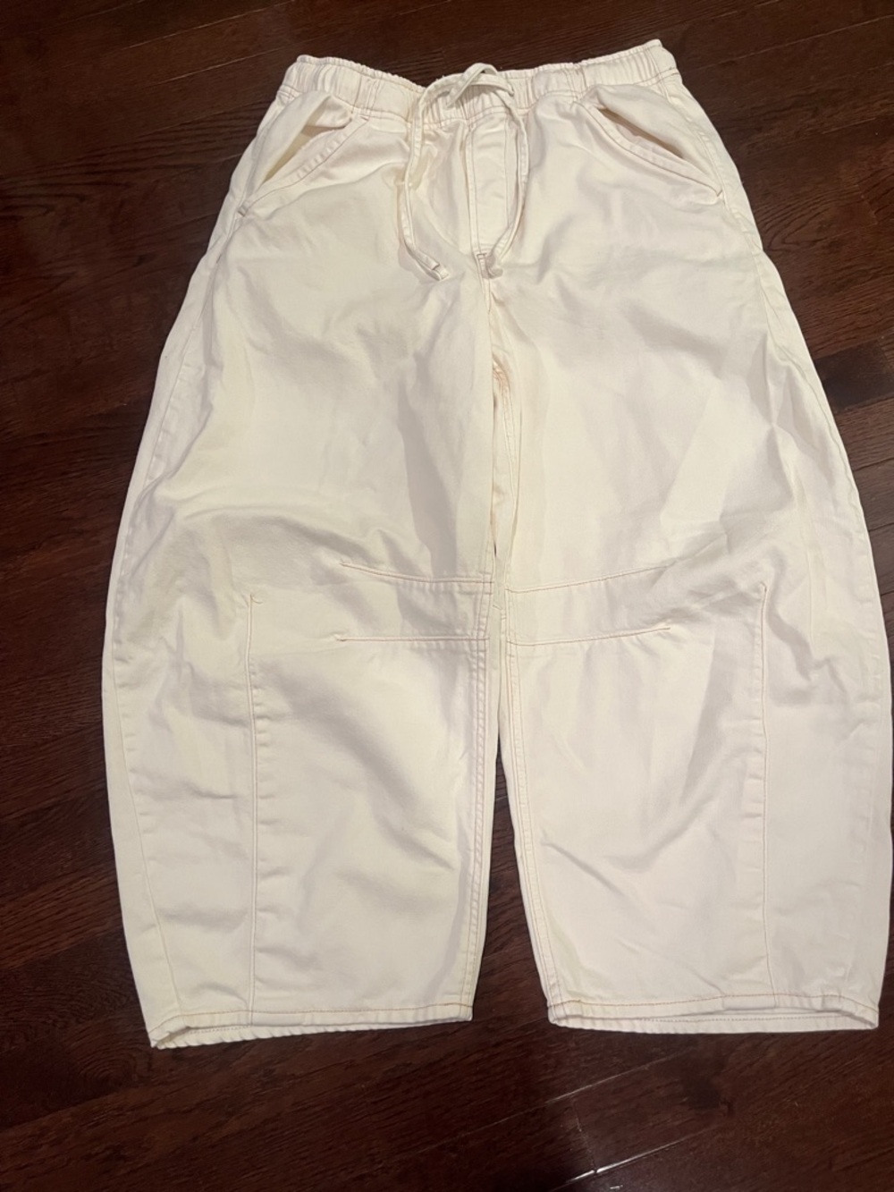 GAP Cream Horseshoe Drawstring Jeans